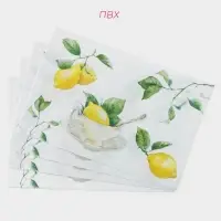 Салфетки сервировочные на стол Доляна &laquo;Лимоны&raquo;, 4 шт., 45&times;30 см, белые