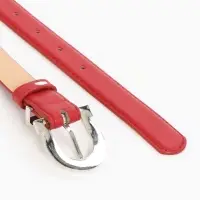 Ремень женский, 110&times;2.3 см, пряжка металл, серебристая, красный