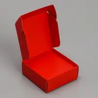 Коробка подарочная под бижутерию двухсторонняя, упаковка, «Красная», 7.5 х 7.5 х 3 см