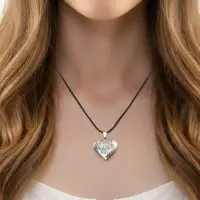 Кулон на шнурке &laquo;Для фото&raquo;, сердце с розой, цвет чернёное серебро на чёрном шнурке, 45 см