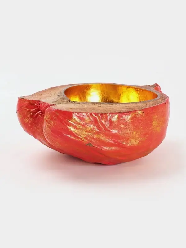 Чаша из кокоса, 24&times;22&times;10 см, красно-золотая
