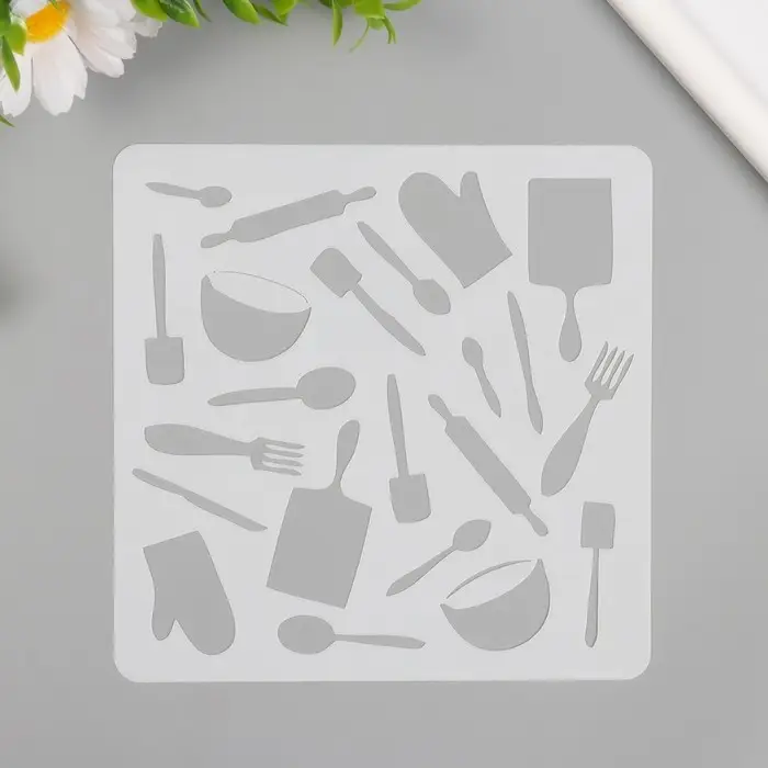 Трафарет пластик  Трафарет пластик "Кухонная утварь" 15х15 см