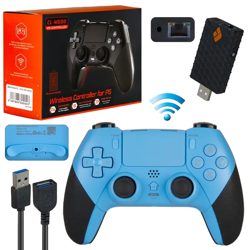 *Джойстик PS4 (PS5)  беспроводной 2.4G синий (40шт/кор)