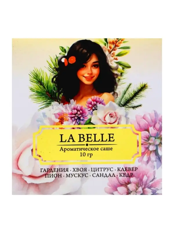 Аромасаше LA BELLE гардения, хвоя, цитрус, клевер, пион, мускус, сандал, кедр, 10 г