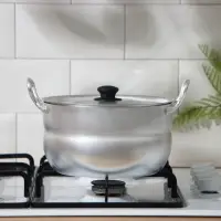 Кастрюля, 3 л, d=20 см, с крышкой, штампованный алюминий, серебристая