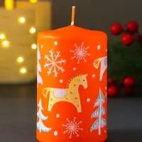 Свеча новогодняя пеньковая "Лошадки" 6х6х8 см