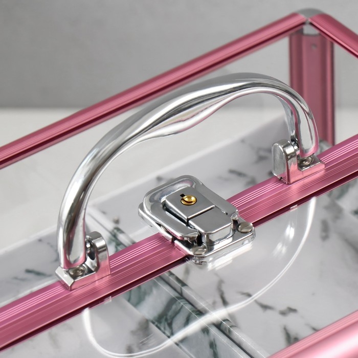 Шкатулка пластик металлокаркас Шкатулка пластик металлокаркас "Розовый металлик" 18х25х18 см