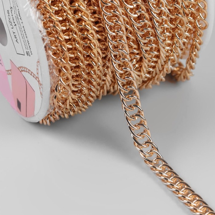 Цепочка для сумки, витая, железная, 7 × 9,9 мм, 10 ± 0,5 м, цвет золотой Цепочка для сумки, витая, железная, 7 × 9,9 мм, 10 ± 0,5 м, цвет золотой