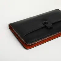 Портмоне-клатч мужской на молнии, с ручкой, наружный карман, чёрное