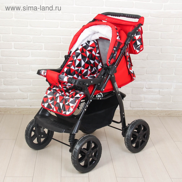 Коляска-трансформер «Гном», пластиковые колёса, оттенки красного, рисунок МИКС Коляска-трансформер «Гном», пластиковые колёса, оттенки красного, рисунок МИКС