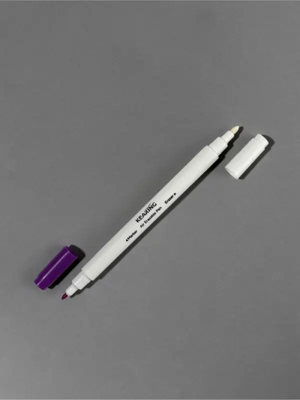 Маркер для ткани двусторонний, 16 см, самоисчезающий, удалитель чернил, фиолетовый, белый