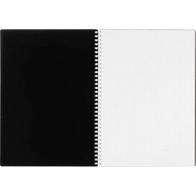 Бизнес-тетрадь А4 120л Attache гребень клетка пластик черн с тиснением
