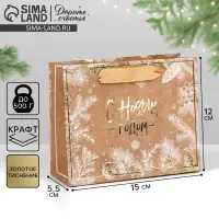 Пакет подарочный новогодний крафтовый «С Новым годом», S 15×12×5.5 см Пакет подарочный новогодний крафтовый «С Новым годом», S 15×12×5.5 см