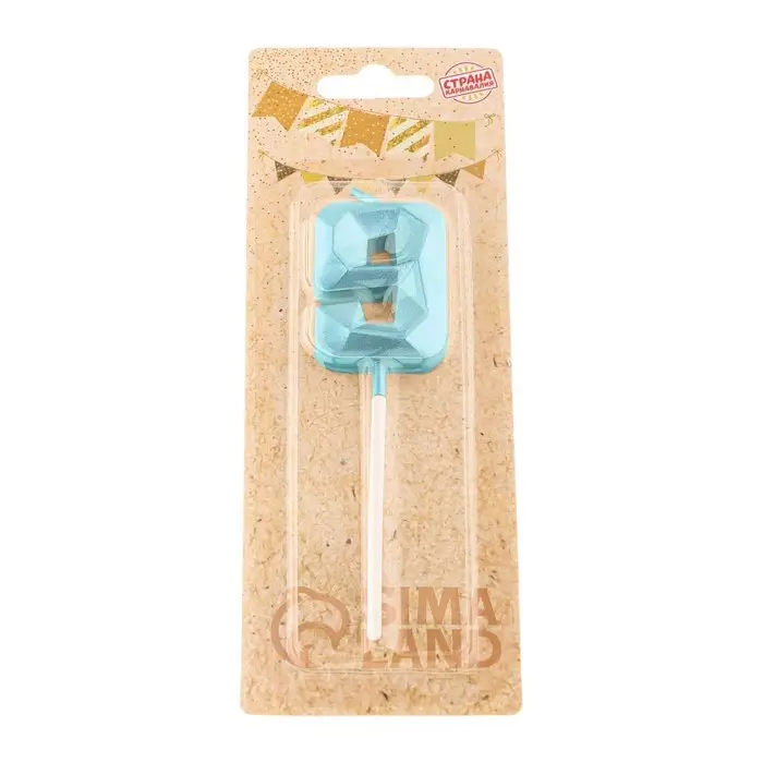 Свеча в торт на шпажке «Алмаз», цифра 9, голубая, 5 см Свеча в торт на шпажке «Алмаз», цифра 9, голубая, 5 см