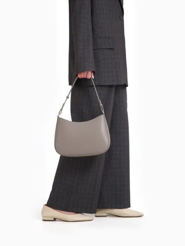 Сумка женская багет TEXTURA на молнии, 28&times;6&times;17 см, серая