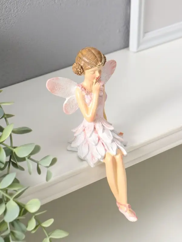 Сувенир полистоун "Девочка-бабочка в светло-розовом платье" на полку 17 см