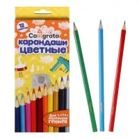Карандаши Calligrata цветные, 12 цветов, деревянные, трёхгранные, в картонной коробке