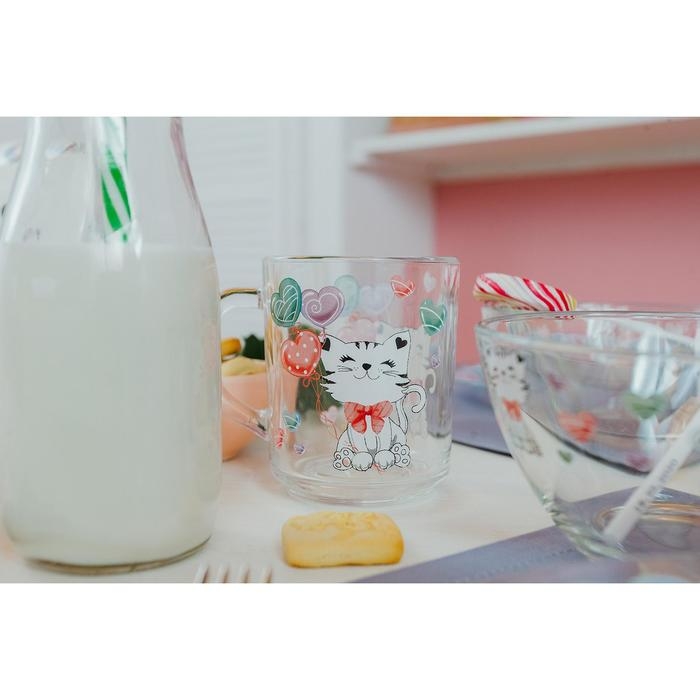 Набор детской посуды Доляна «Котёнок», 3 предмета: кружка 200 мл, салатник 450 мл, тарелка d=20 см Набор детской посуды Доляна «Котёнок», 3 предмета: кружка 200 мл, салатник 450 мл, тарелка d=20 см