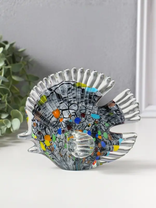 Сувенир стекло "Плоская пятнистая рыбка" под муранское стекло 6,5х16х13 см