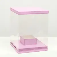 Коробка для цветов с вазой и PVC окнами складная, сиреневый, 23&times;30&times;23 см