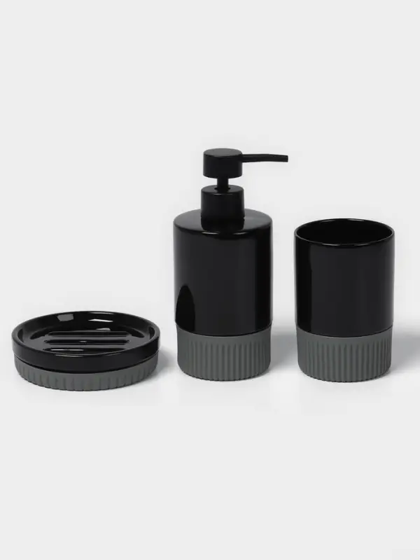 Набор для ванной SAVANNA &laquo;Глянец&raquo;, 3 предмета, дозатор для мыла, стакан, мыльница