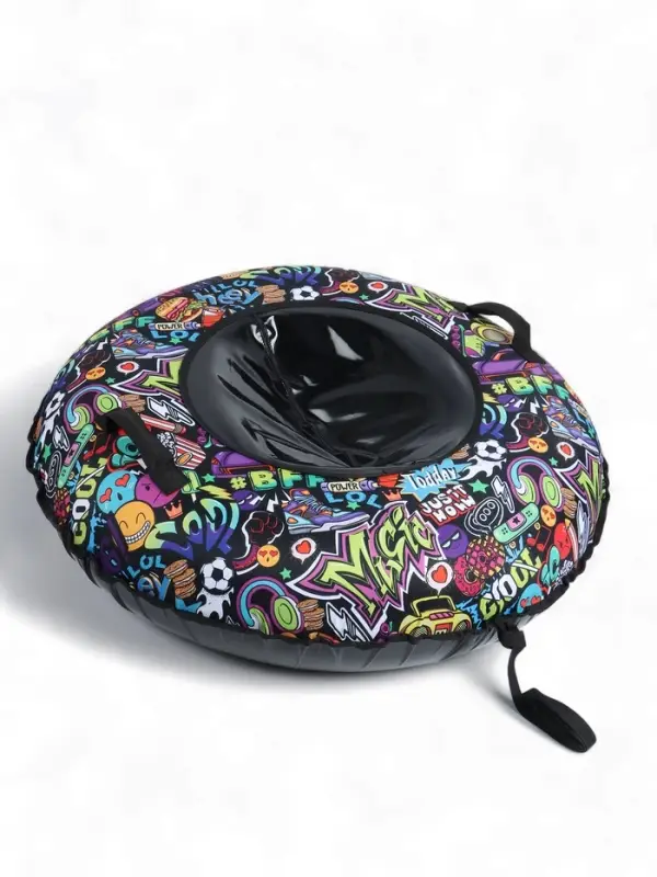 Тюбинг – ватрушка «Стикеры», диаметр чехла 110 см, разноцветная, чёрная, Winter Star Тюбинг – ватрушка «Стикеры», диаметр чехла 110 см, разноцветная, чёрная, Winter Star