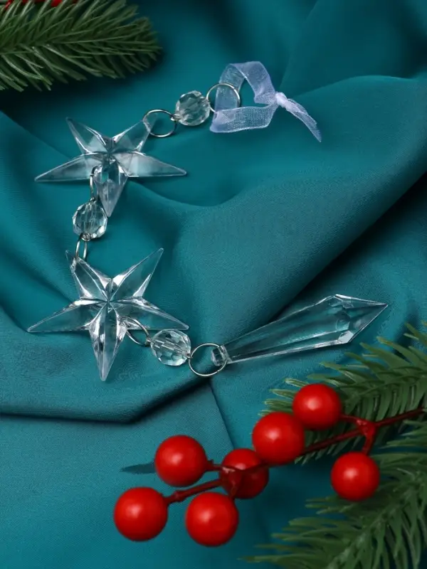 Украшение ёлочное "Льдинка" звёзды кристалл, 20х4,5 см, прозрачный