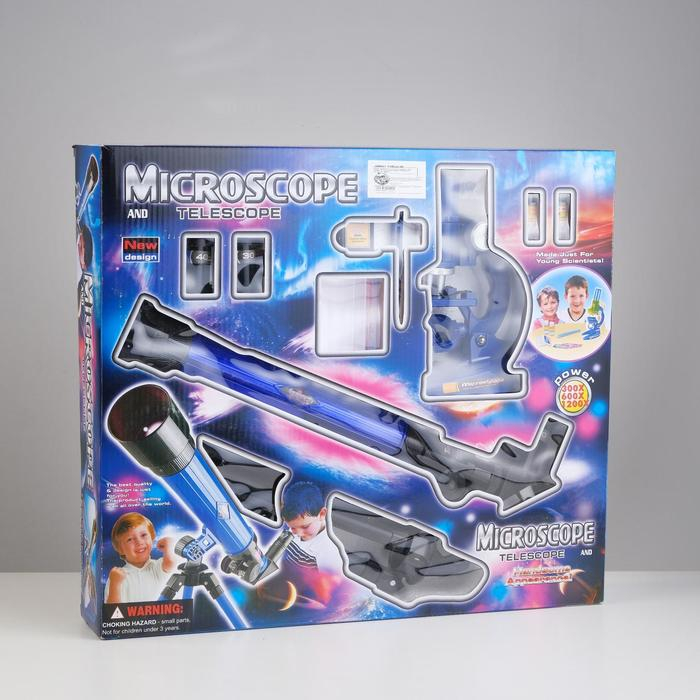 Набор: телескоп настольный, три линзы: х20, 30, 40 + микроскоп, увеличение х300, 600, 1200 Набор: телескоп настольный, три линзы: х20, 30, 40 + микроскоп, увеличение х300, 600, 1200