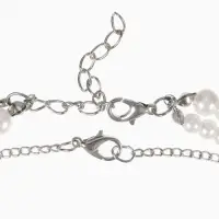 Бусы 2 яруса &laquo;Рошель&raquo;, подвеска капля на цепочке, шар №12, L=42 см, белые в серебре