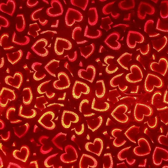 Пленка голографическая, «Сердечки», красная, 70 см × 1 м