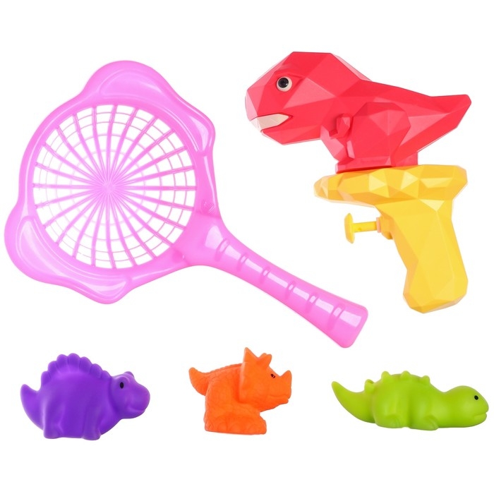 Набор игрушек для ванны «Купание с динозаврами: водный пистолет и рыбалка», 5 шт., Крошка Я Набор игрушек для ванны «Купание с динозаврами: водный пистолет и рыбалка», 5 шт., Крошка Я