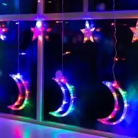 Гирлянда &laquo;Бахрома&raquo; 2.7&times;0.9 м с насадками &laquo;Месяц&raquo;, IP20, прозрачная нить, 138 LED, свечение мульти, 8 режимов, 220 В