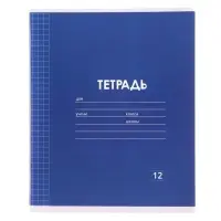 Тетрадь 12 листов в клетку Calligrata "Однотонная Классика Линовка. Эконом", обложка мелованная бумага, ВД-лак, блок №2 (серые листы), МИКС