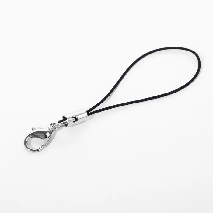 Основа для брелока на нитке с карабином 6см набор 100 шт чёрный/серебряный Основа для брелока на нитке с карабином 6см набор 100 шт чёрный/серебряный