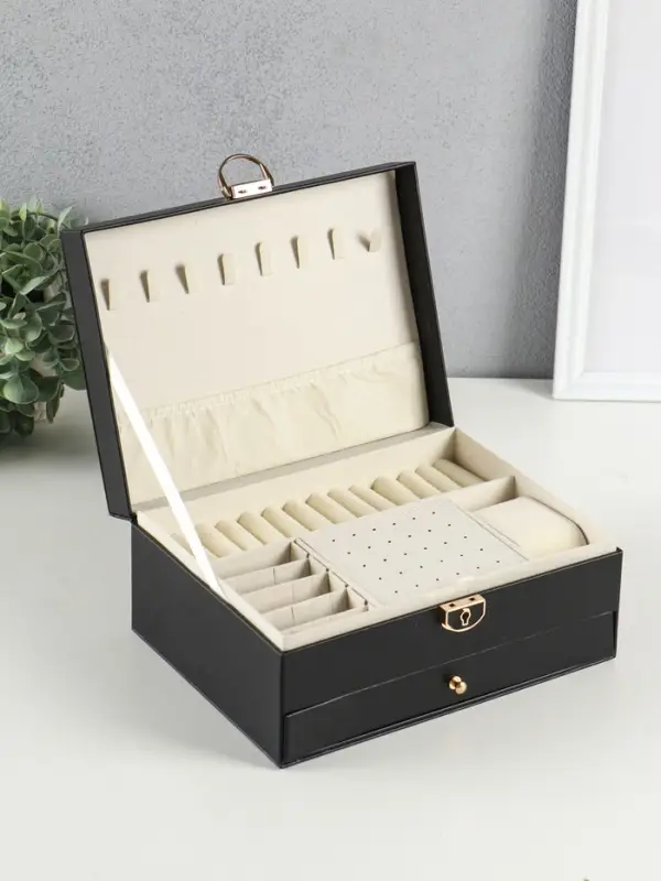 Шкатулка для украшений Netsai, 2 яруса, 17&times;23&times;10 см, чёрная