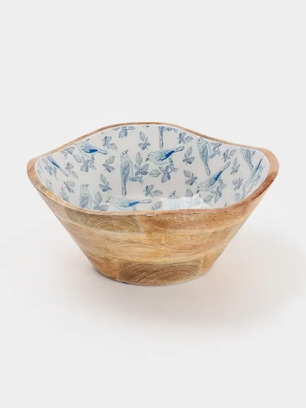 Салатник &laquo;Синие птицы&raquo;, 29&times;29&times;11 см, дерево манго