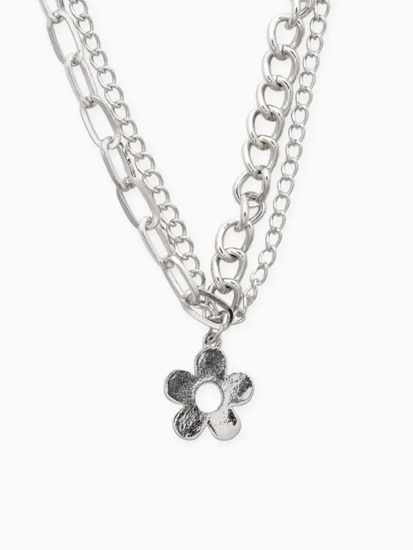 Цепь двойна "Нежный хард-рок", 40см, цвет серебро