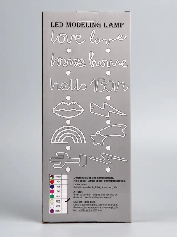 Неоновая вывеска - надпись «Любовь» 35×13 см, от батареек ААх3, USB, свечение тёплое белое Неоновая вывеска - надпись «Любовь» 35×13 см, от батареек ААх3, USB, свечение тёплое белое
