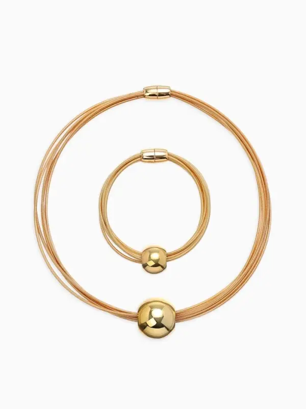 Набор 2 предмета: колье, браслет &laquo;Бусина на нитях&raquo;, цвет золото