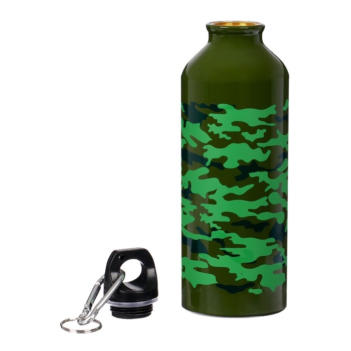 Бутылка для воды, 500 мл,  корпус из алюминия, пластик, милитари Бутылка для воды, 500 мл,  корпус из алюминия, пластик, милитари