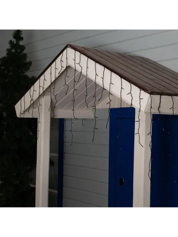 Гирлянда &laquo;Бахрома&raquo; 3&times;0.6 м, IP44, УМС, тёмная нить, 160 LED, свечение мульти, 220 В