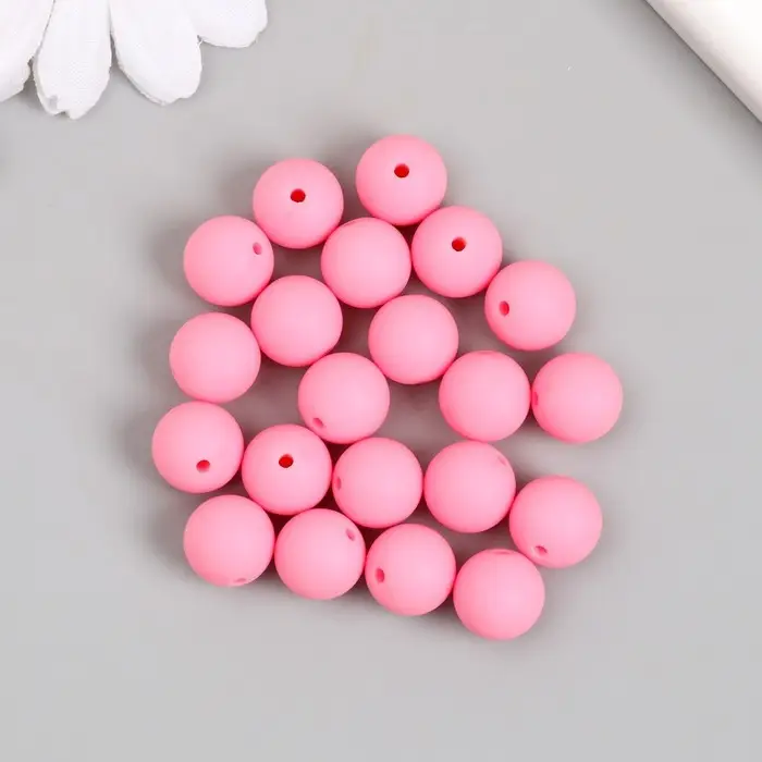 Бусины для творчества пластик "Тёплый розовый" матовые d=1,2 см набор 20 гр