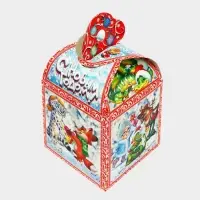 Подарочная коробка новогодняя Кубик «Приключения начинаются» 12×12×17 см