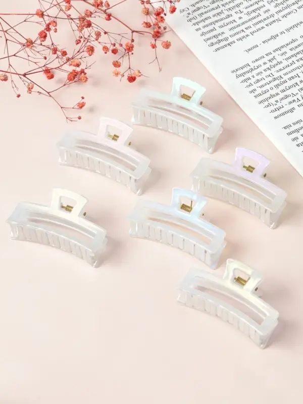 Крабик для волос &laquo;Жемчужный&raquo;, прямой, 7 см, белый