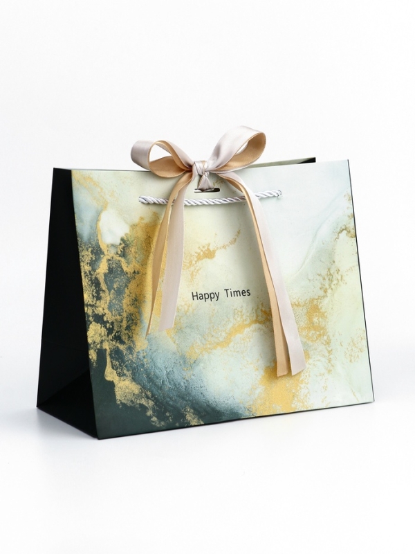 Пакет подарочный ламинированный Пакет подарочный ламинированный "Мрамор",синий с бантиком, 25 х 20 х 12 см