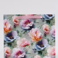 Пакет подарочный &laquo;Цветы&raquo;, 27&times;23&times;11.5 см