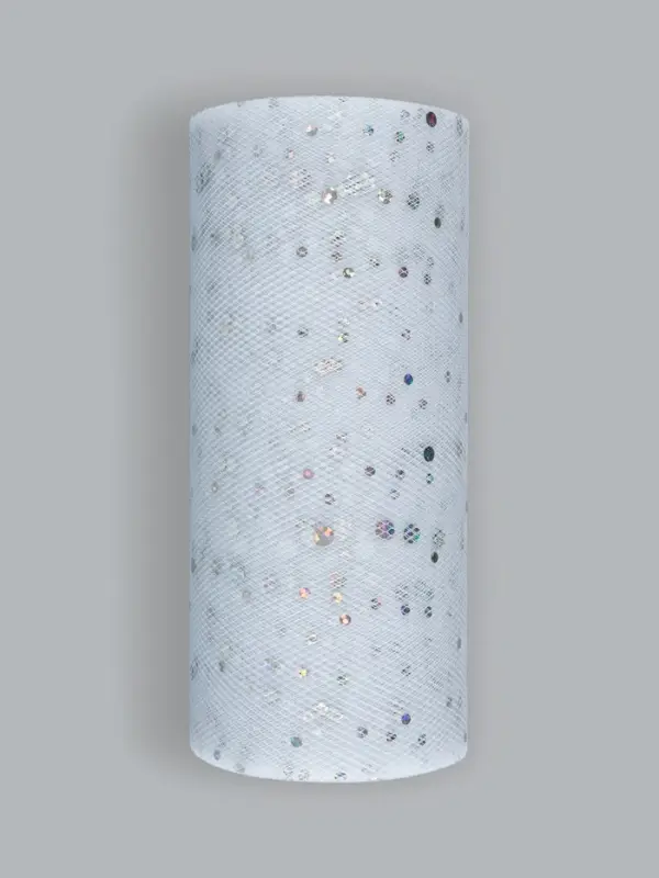 Фатин с блёстками, 15 см, 23&plusmn;1 м, 11&plusmn;1 г/м&sup2;, белый №1