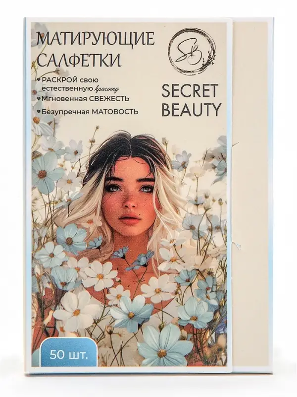 Матирующие салфетки Secret Beauty, 50 шт., белые Матирующие салфетки Secret Beauty, 50 шт., белые