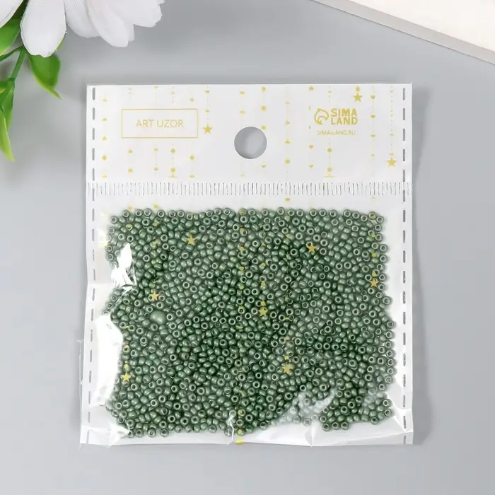 Бисер стекло 12/0  Бисер стекло 12/0 "Платиново-зелёный" 15 гр