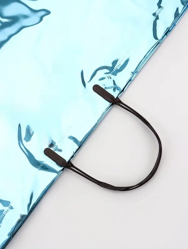 Пакет подарочный ПВХ, голография, голубой, пластиковая ручка, 44&times;33&times;12 см